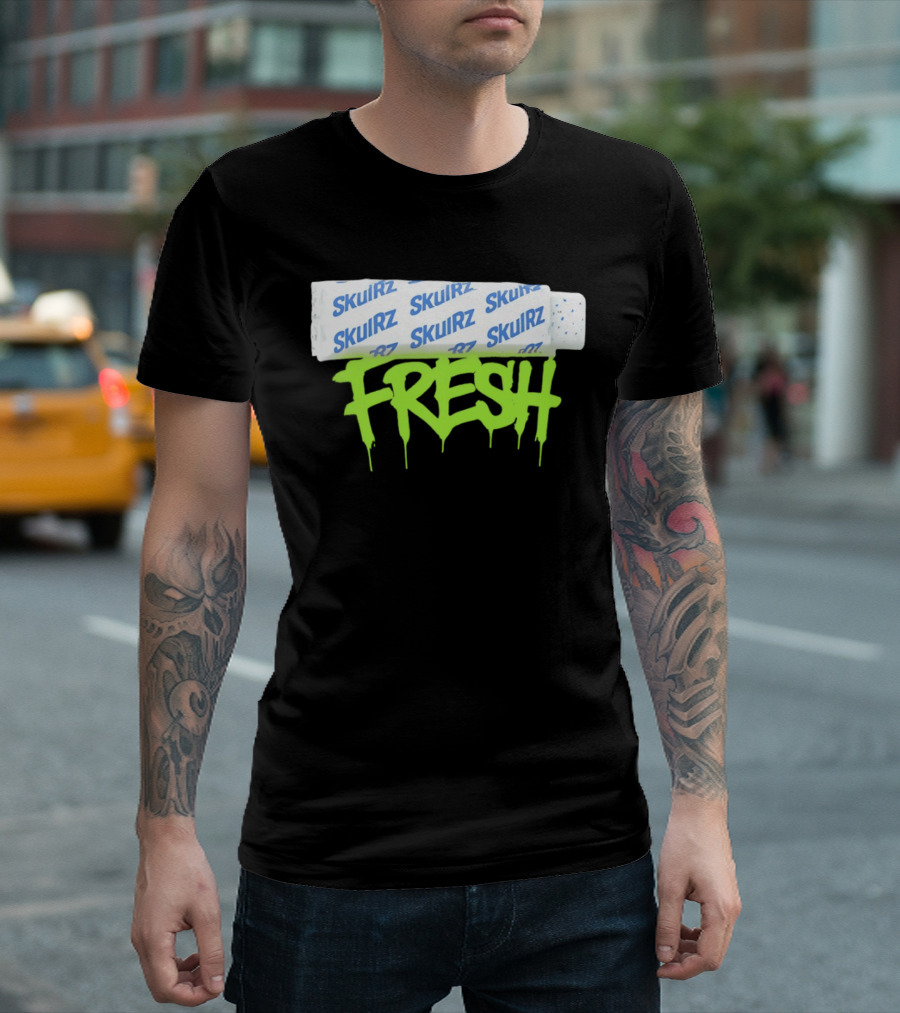 Skulrz Fresh Gum Stylized Wrapper And Green Dripping T-Shirt