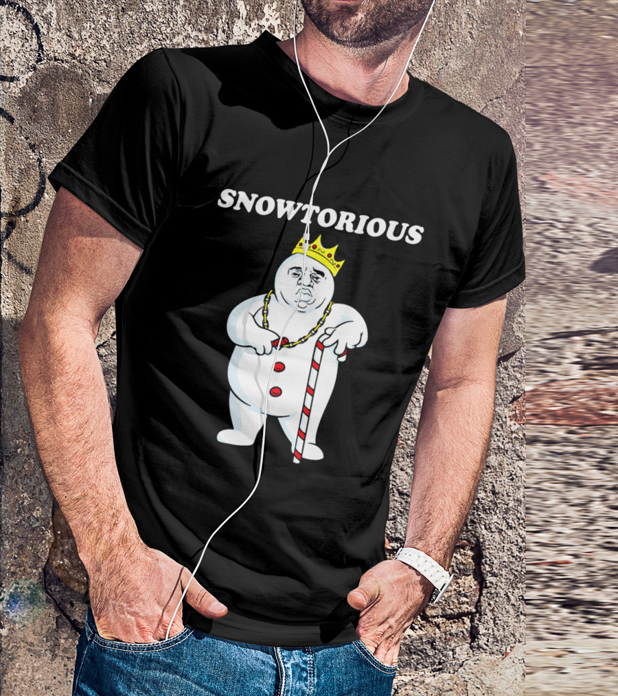 SNOWTORIOUS Funny Christmas King Snowman With Crown And Candy Cane T-Shirt