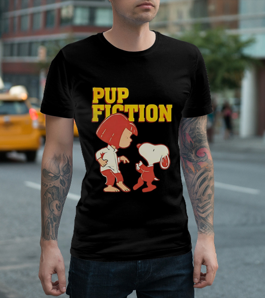 Pup Fiction Peanuts Characters Scene T-Shirt