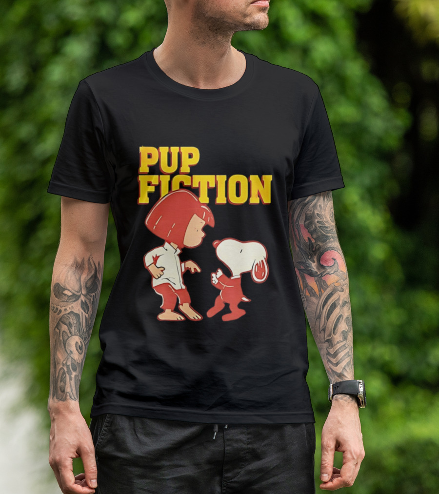 Pup Fiction Peanuts Characters Scene T-Shirt