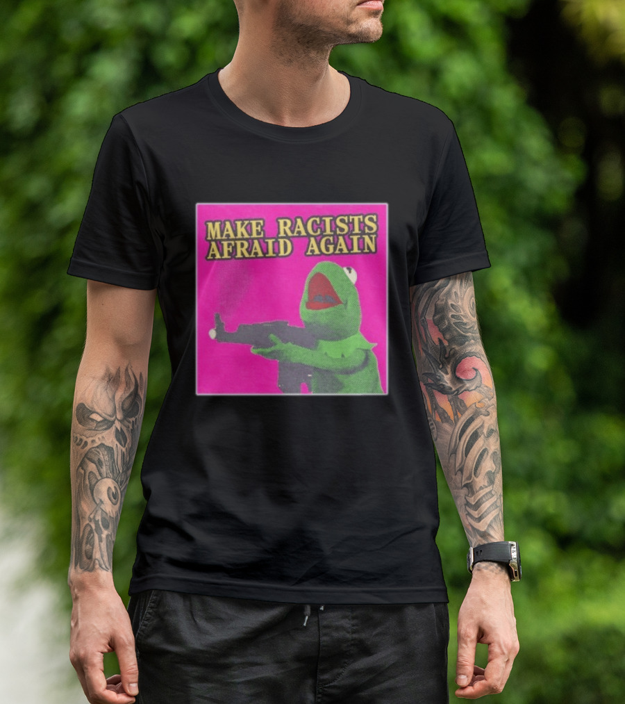 Make Racists Afraid Again Kermit Pepe Parody Pink T-Shirt