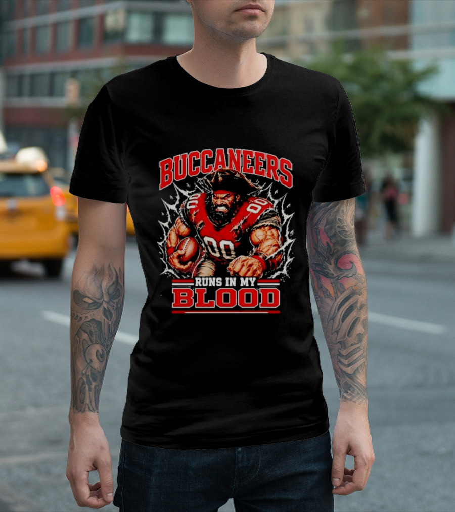 Buccaneers Runs In My Blood Football Player Team Spirit T-Shirt