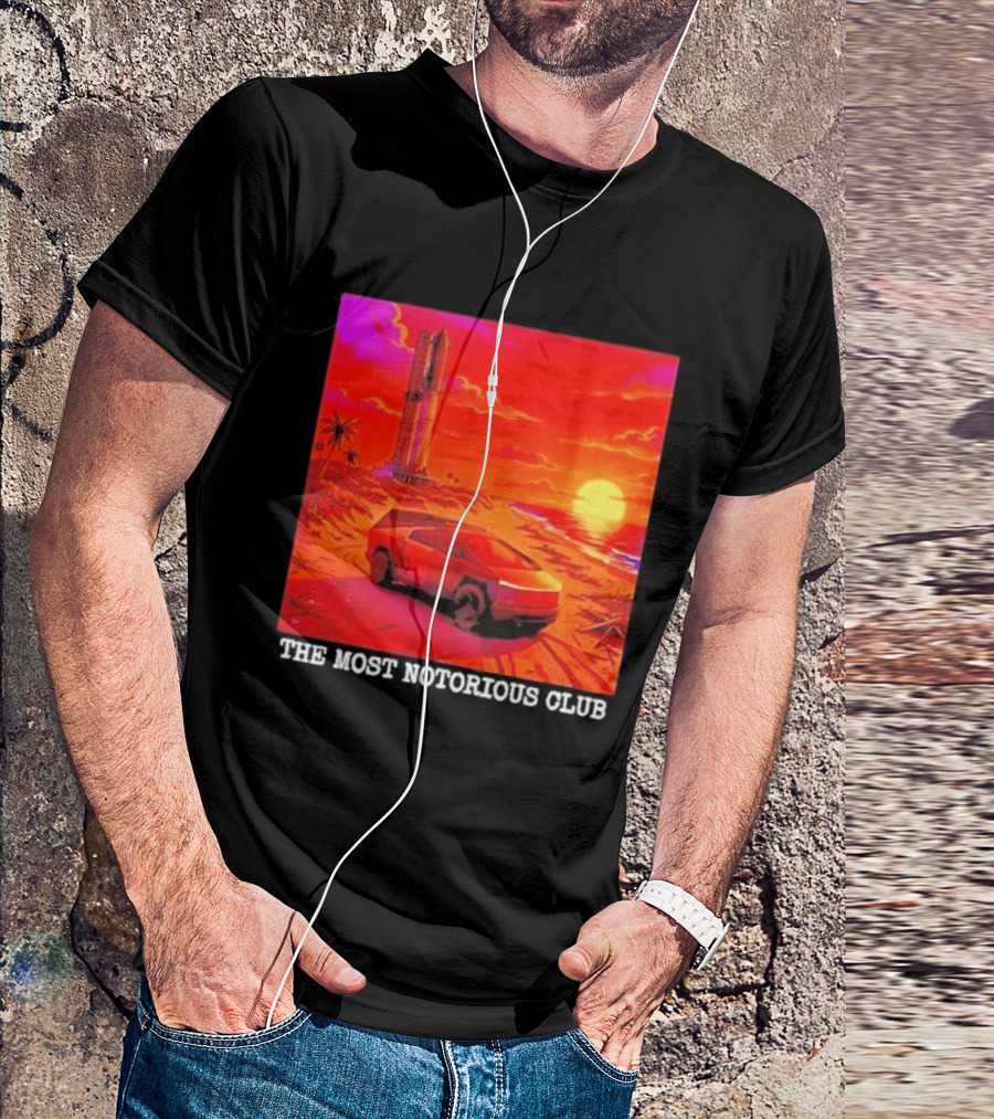 Tesla Cybertruck Sunset Beach Tower The Most Notorious Club T-Shirt