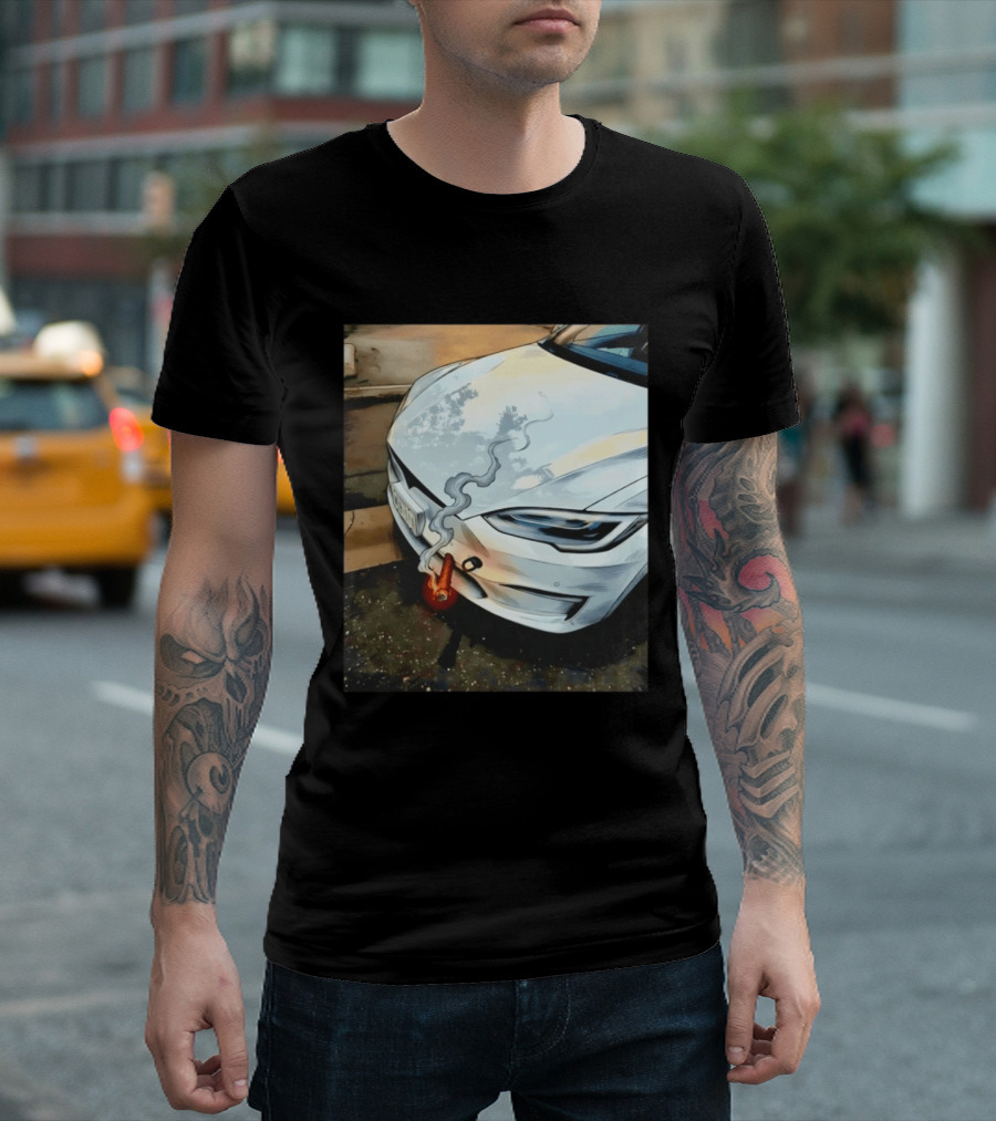 Tesla Car Smoking Light It Up T-Shirt
