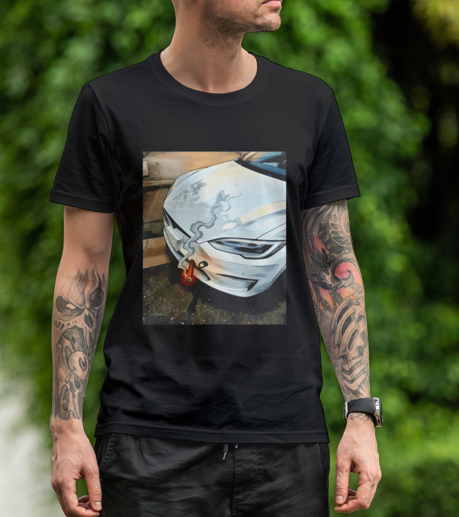 Tesla Car Smoking Light It Up T-Shirt