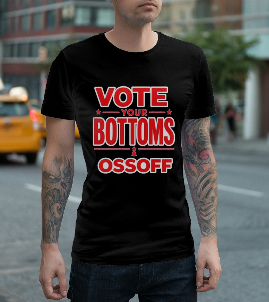 Vote Your Bottoms Ossoff Stars Bold Red T-Shirt