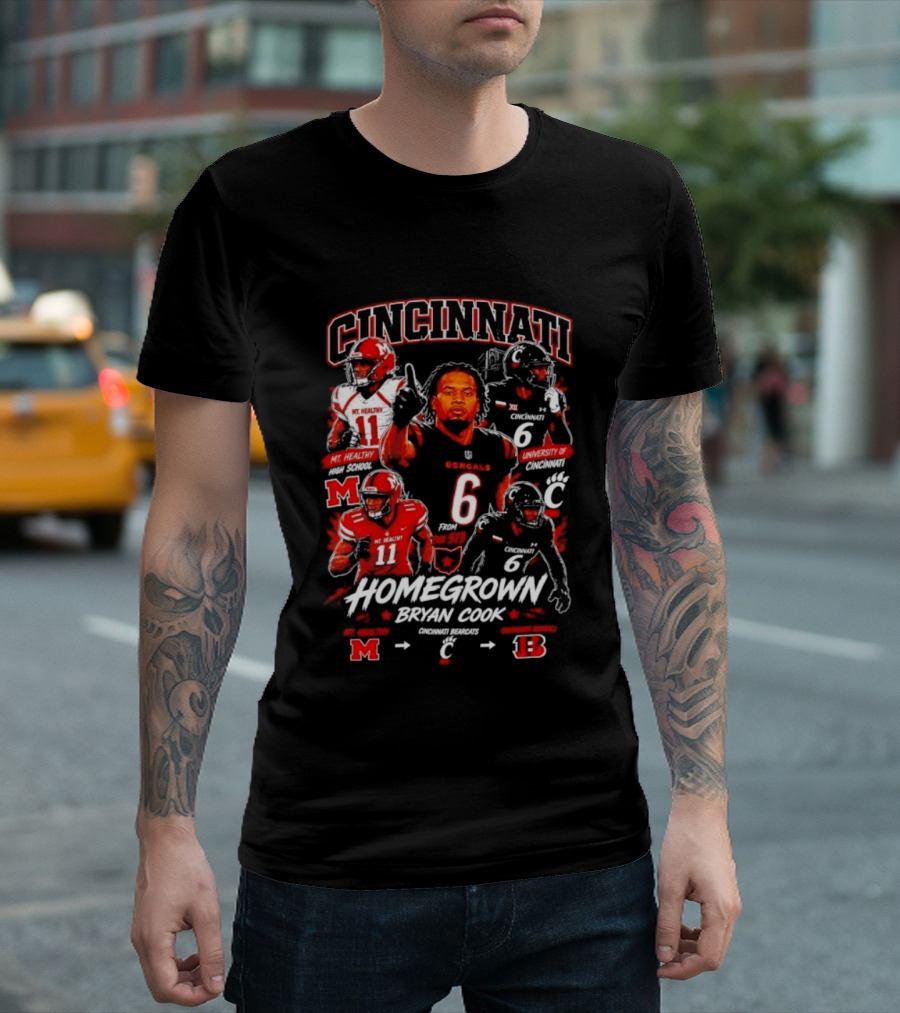Cincinnati Bearcats Homegrown Bryan Cook University Of Cincinnati Mt. Healthy T-Shirt