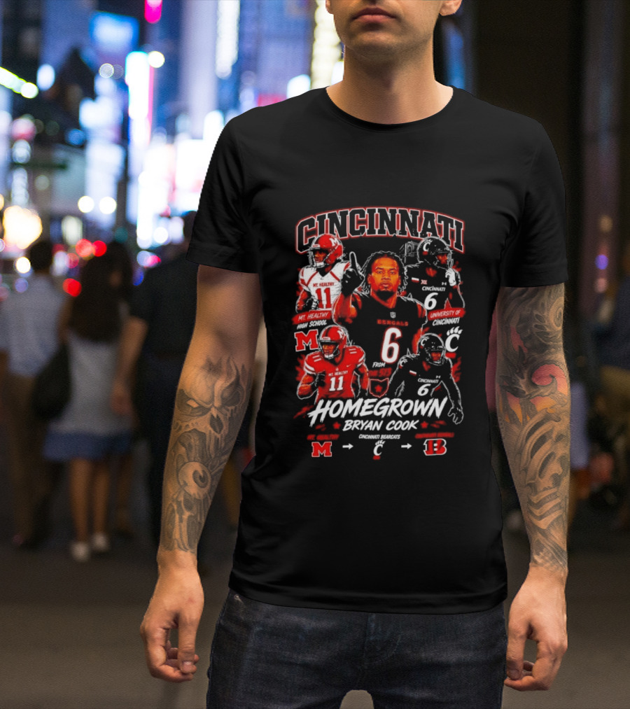 Cincinnati Bearcats Homegrown Bryan Cook University Of Cincinnati Mt. Healthy T-Shirt