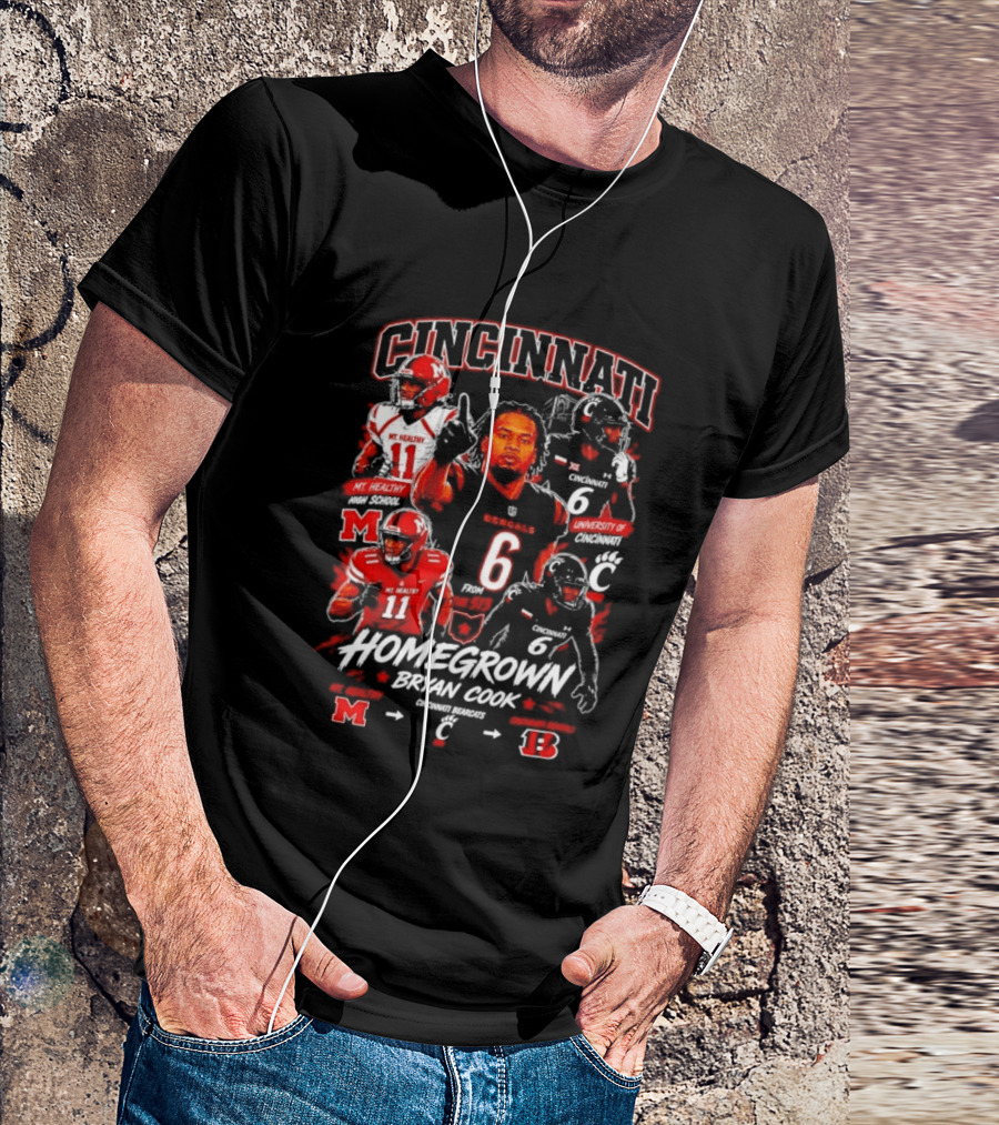 Cincinnati Bearcats Homegrown Bryan Cook University Of Cincinnati Mt. Healthy T-Shirt