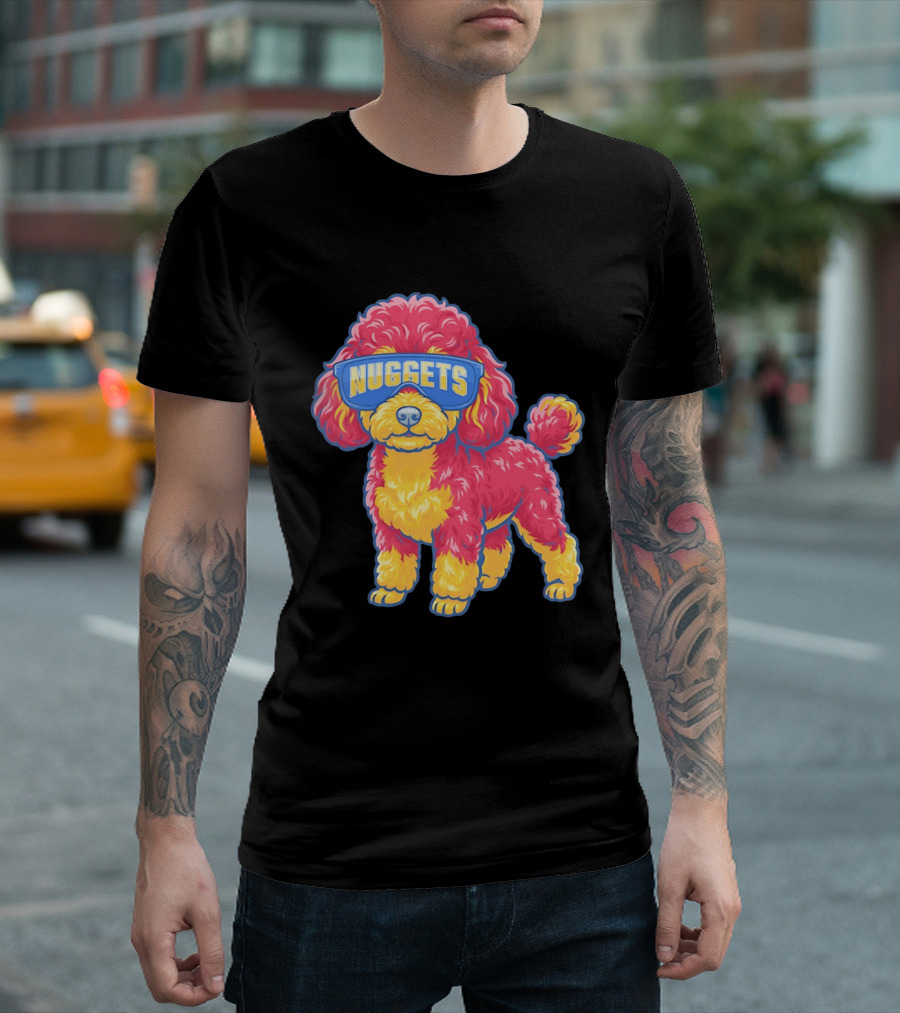 Denver Nuggets Teacup Poodle Wearing Oversized Glasses T-Shirt