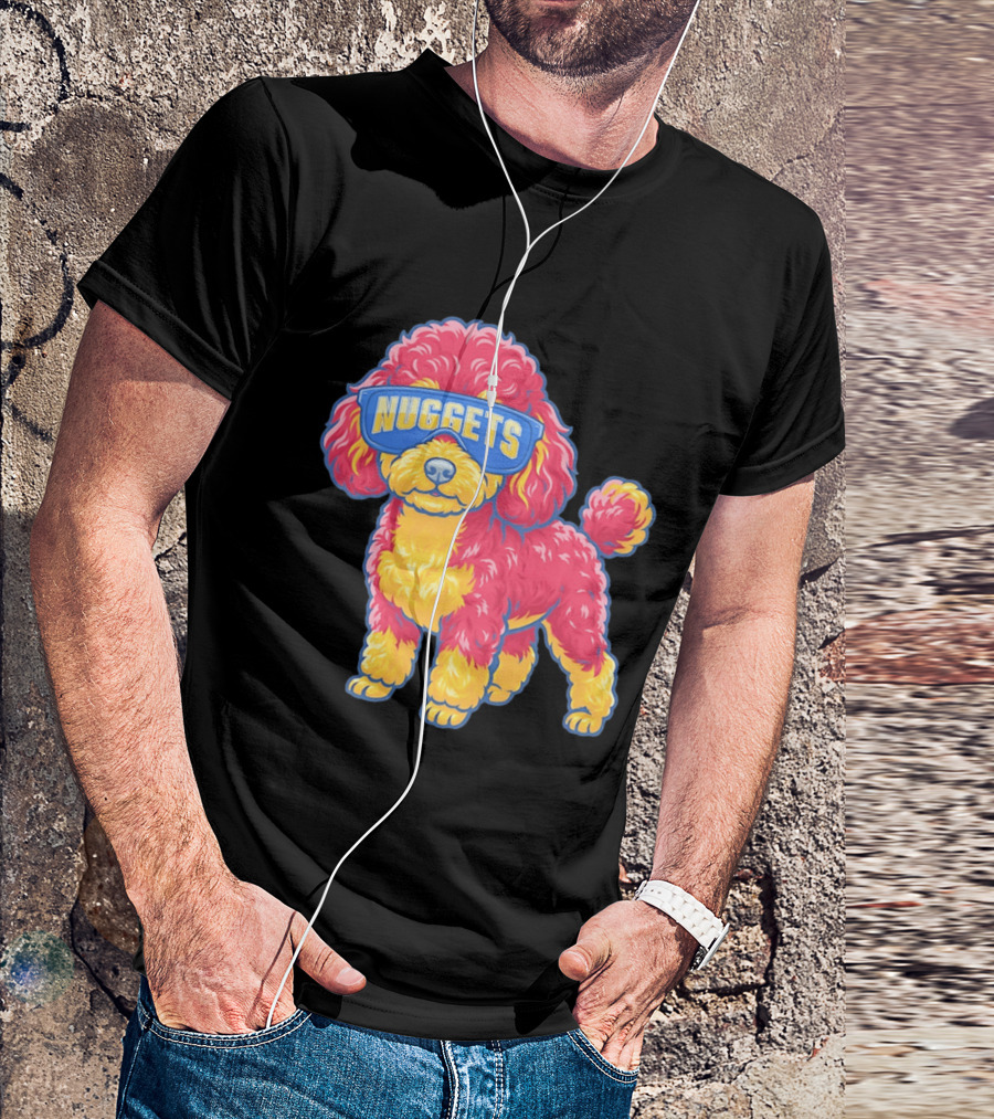Denver Nuggets Teacup Poodle Wearing Oversized Glasses T-Shirt