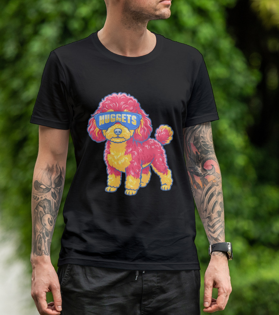 Denver Nuggets Teacup Poodle Wearing Oversized Glasses T-Shirt