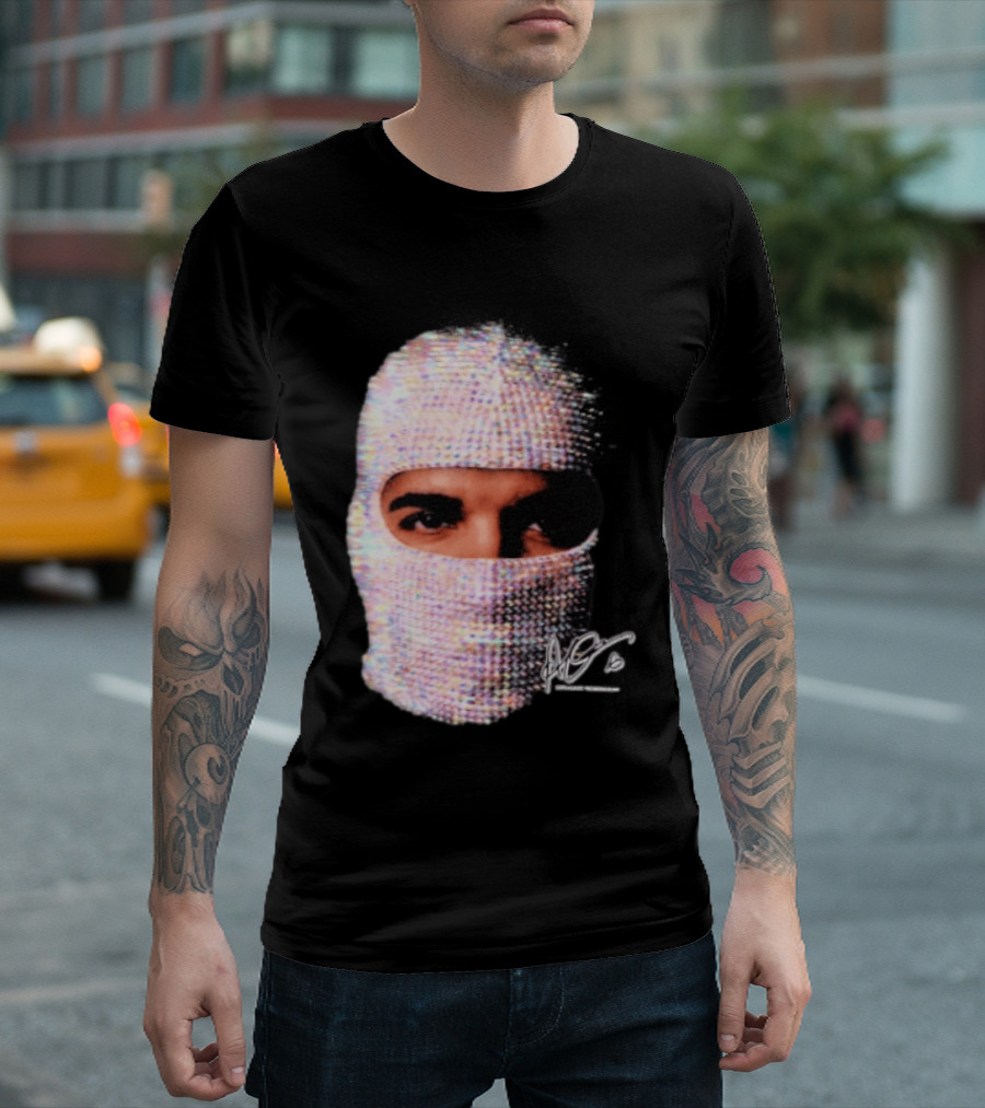 Drake Iceman Mask Jewel Encrusted Balaclava T-Shirt