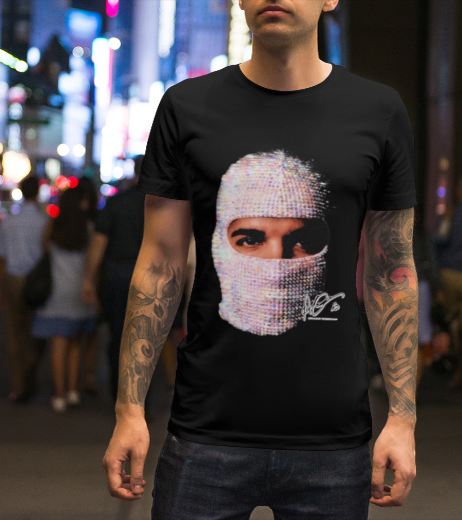 Drake Iceman Mask Jewel Encrusted Balaclava T-Shirt
