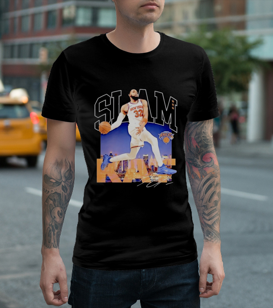 Karl Anthony Towns New York Knicks Slam Kat NBA Basketball 32 Jersey T-Shirt