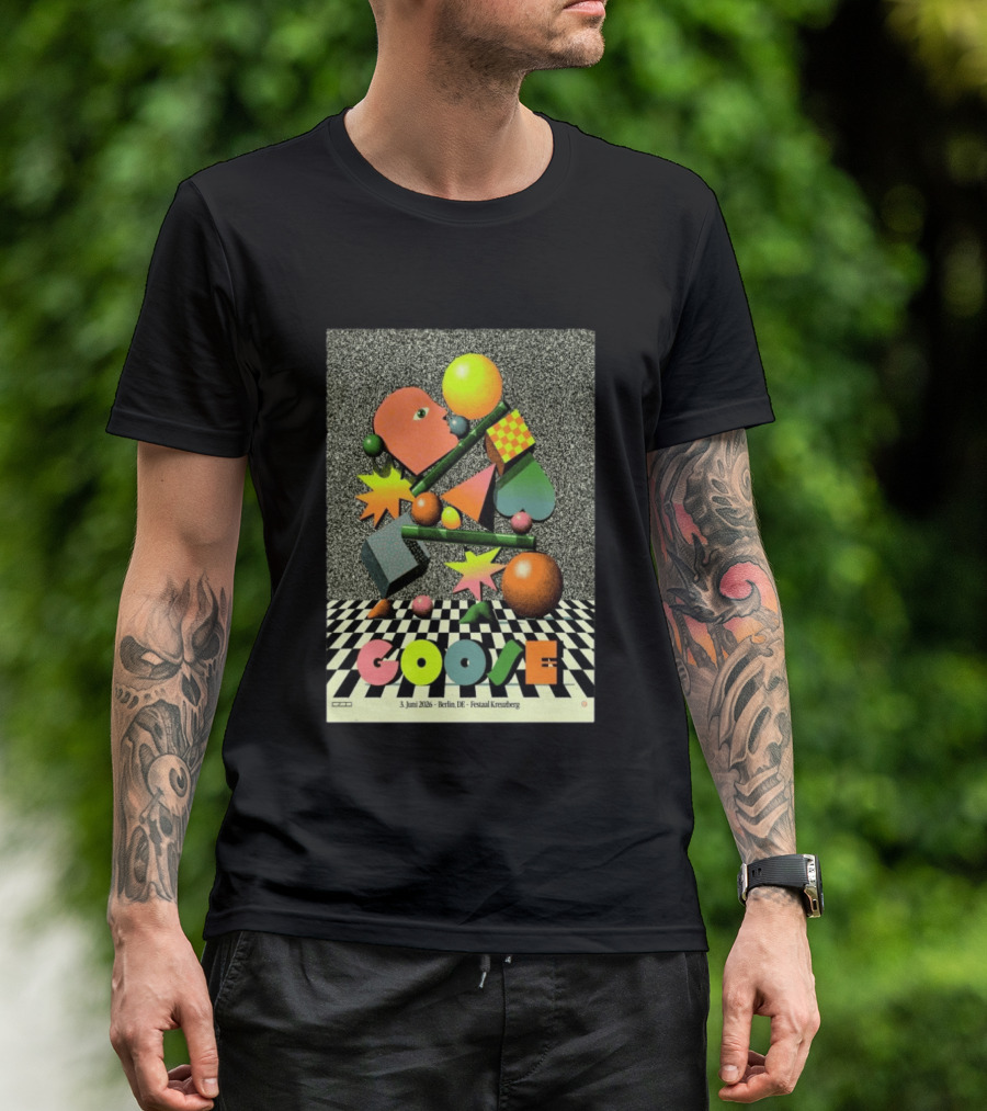 Goose Berlin DE 3 Juni 2026 Festsaal Kreuzberg Checkered Geometric T-Shirt