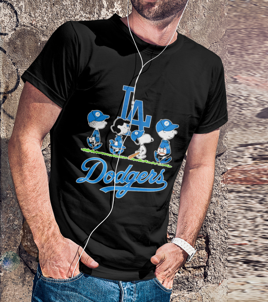 Peanuts Characters Los Angeles Dodgers Abbey Road T-Shirt