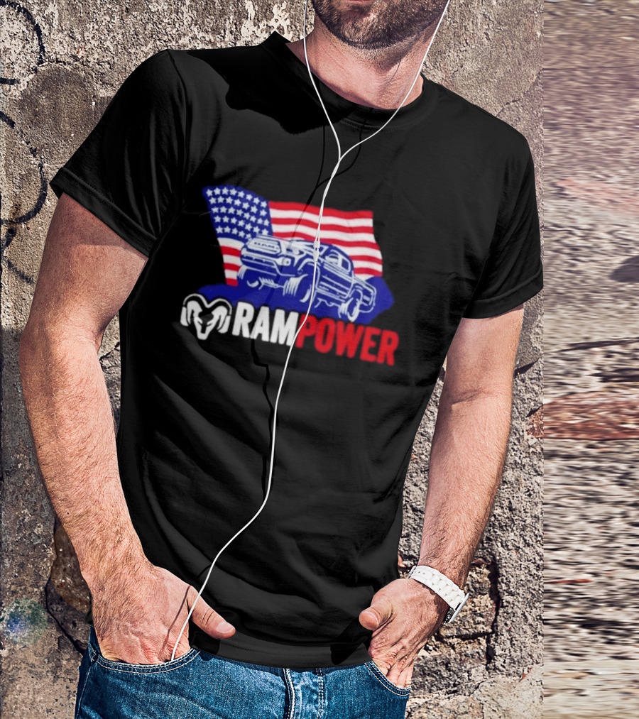 Ram Power Truck American Flag 2026 Patriotic T-Shirt