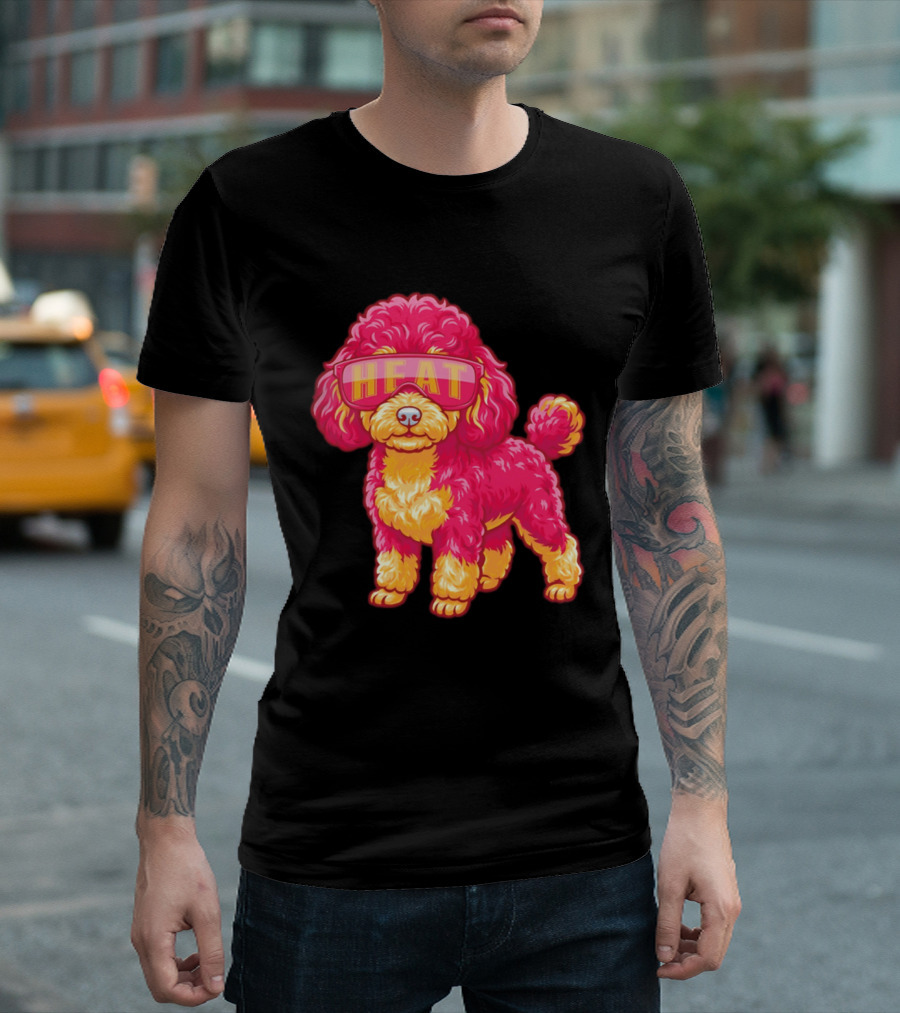 Miami Heat Teacup Poodle Cartoon HEAT Glasses T-Shirt