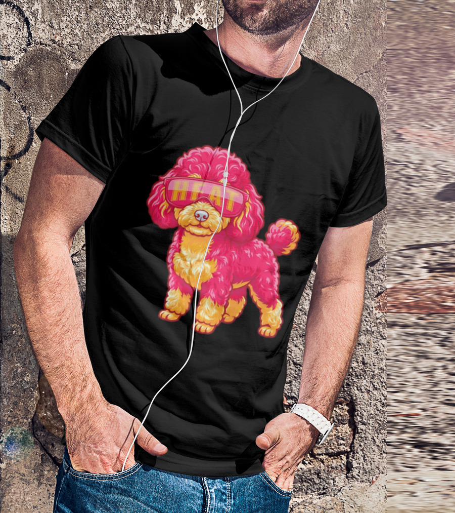 Miami Heat Teacup Poodle Cartoon HEAT Glasses T-Shirt