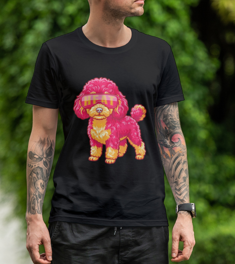 Miami Heat Teacup Poodle Cartoon HEAT Glasses T-Shirt