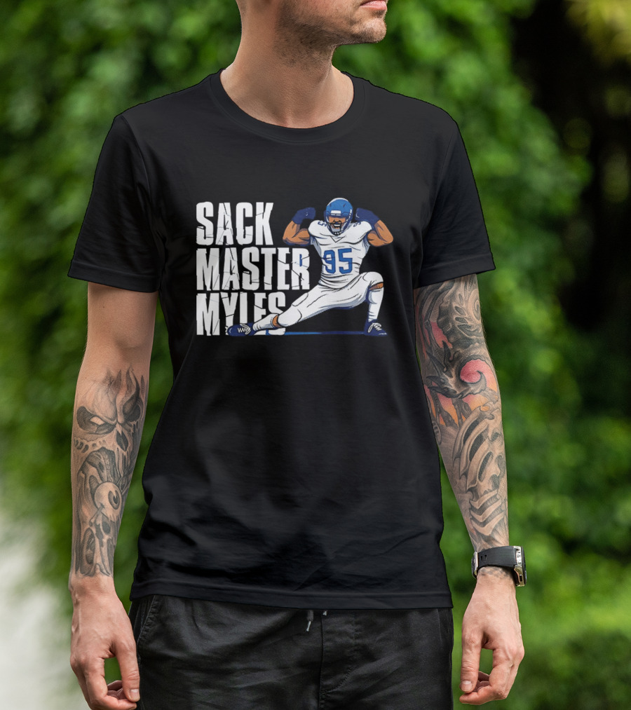 Sack Master Myles Garrett 95 Los Angeles Rams Football T-Shirt
