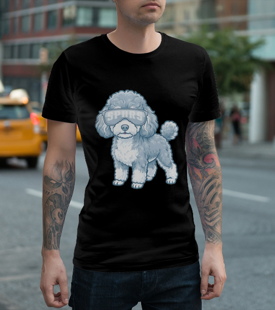 San Antonio Spurs Teacup Poodle With Goggles T-Shirt
