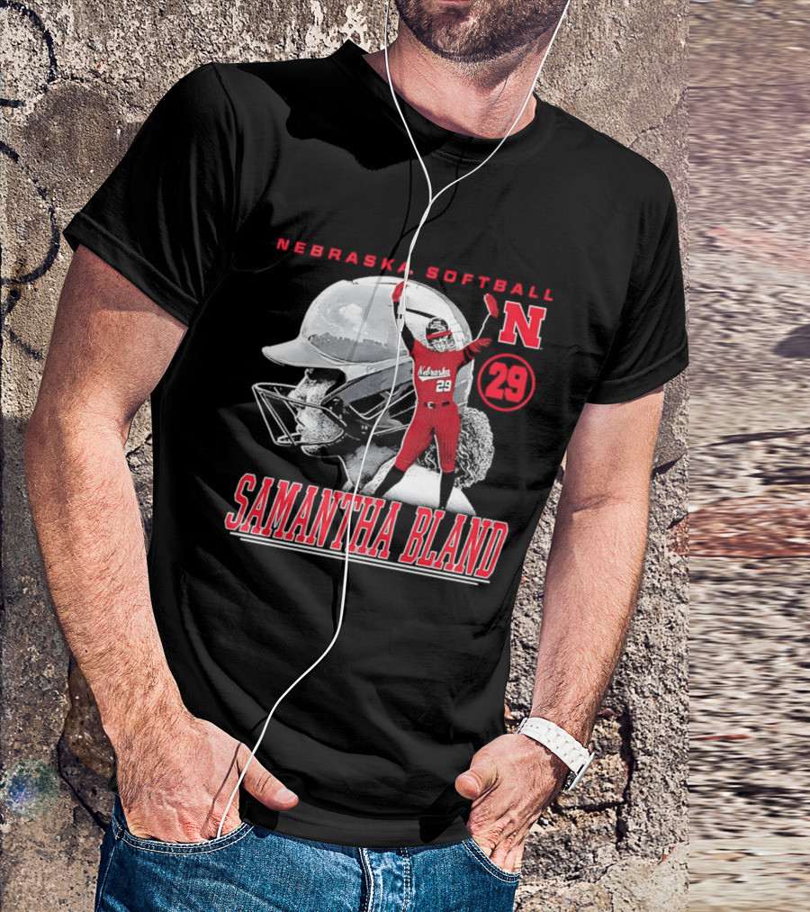 Nebraska Softball Samantha Bland Number 29 Player Iconic N T-Shirt