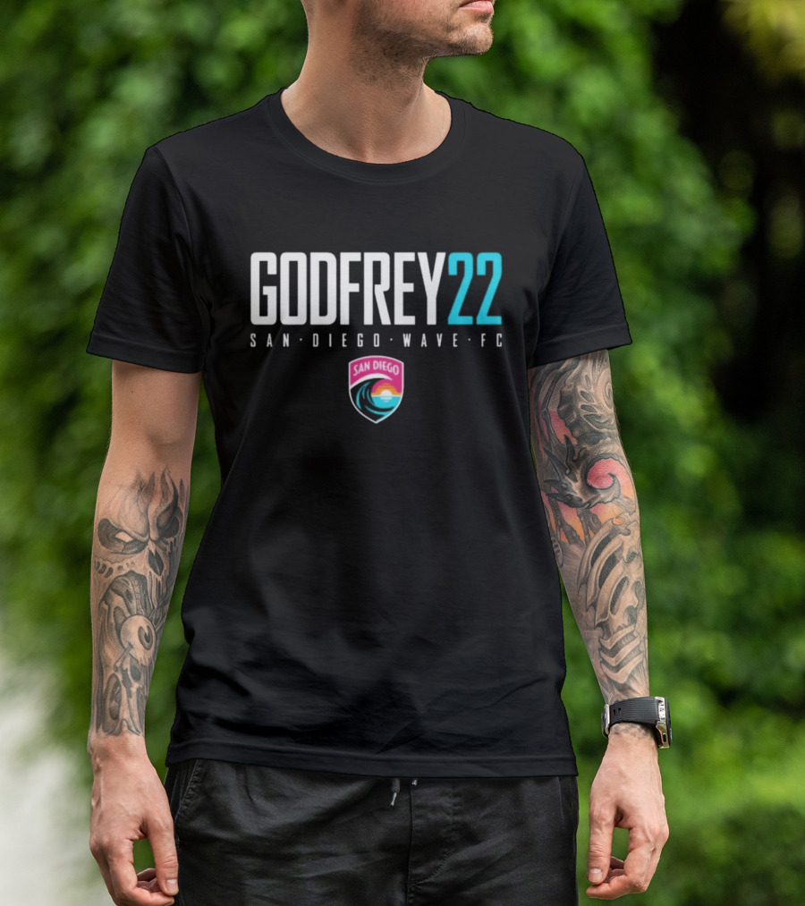 San Diego Wave FC Godfrey 22 Soccer Player Team NWSL T-Shirt