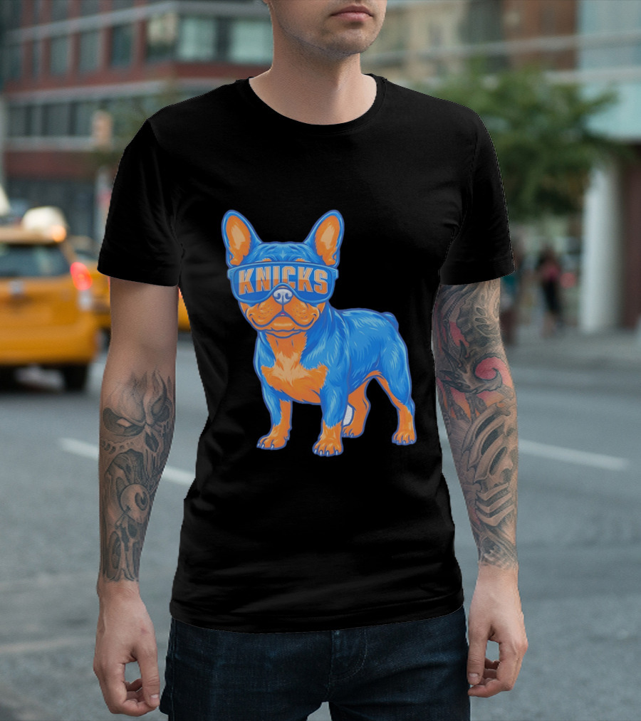 New York Knicks Bulldog Wearing Sunglasses T-Shirt