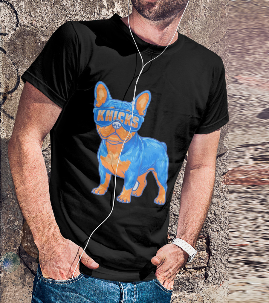 New York Knicks Bulldog Wearing Sunglasses T-Shirt