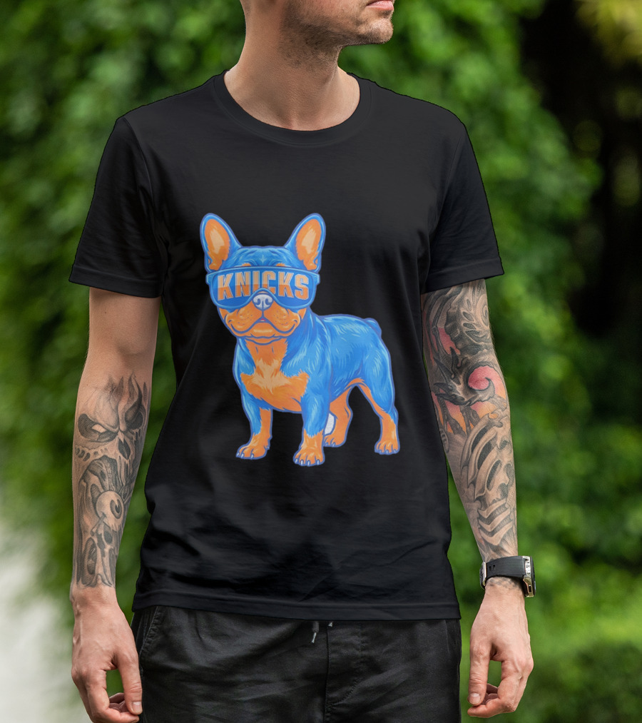 New York Knicks Bulldog Wearing Sunglasses T-Shirt