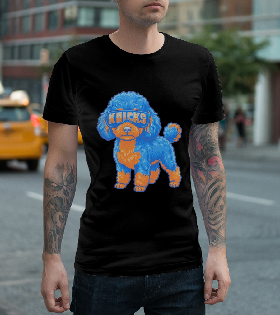 New York Knicks Teacup Poodle Cartoon Glasses T-Shirt