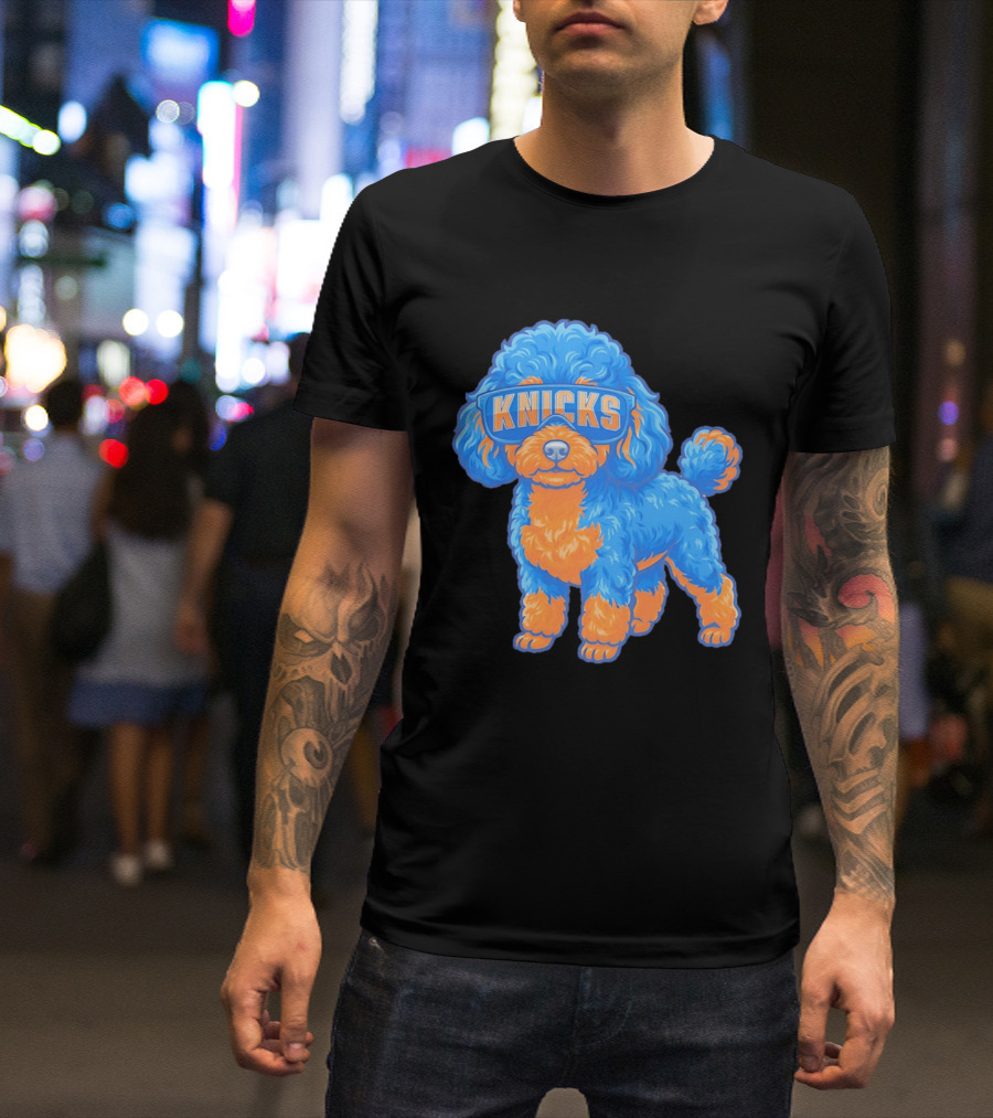 New York Knicks Teacup Poodle Cartoon Glasses T-Shirt