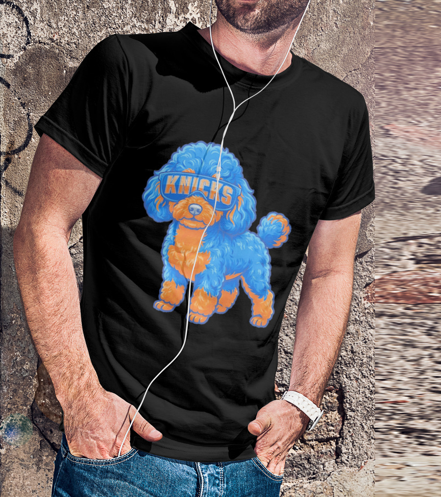New York Knicks Teacup Poodle Cartoon Glasses T-Shirt