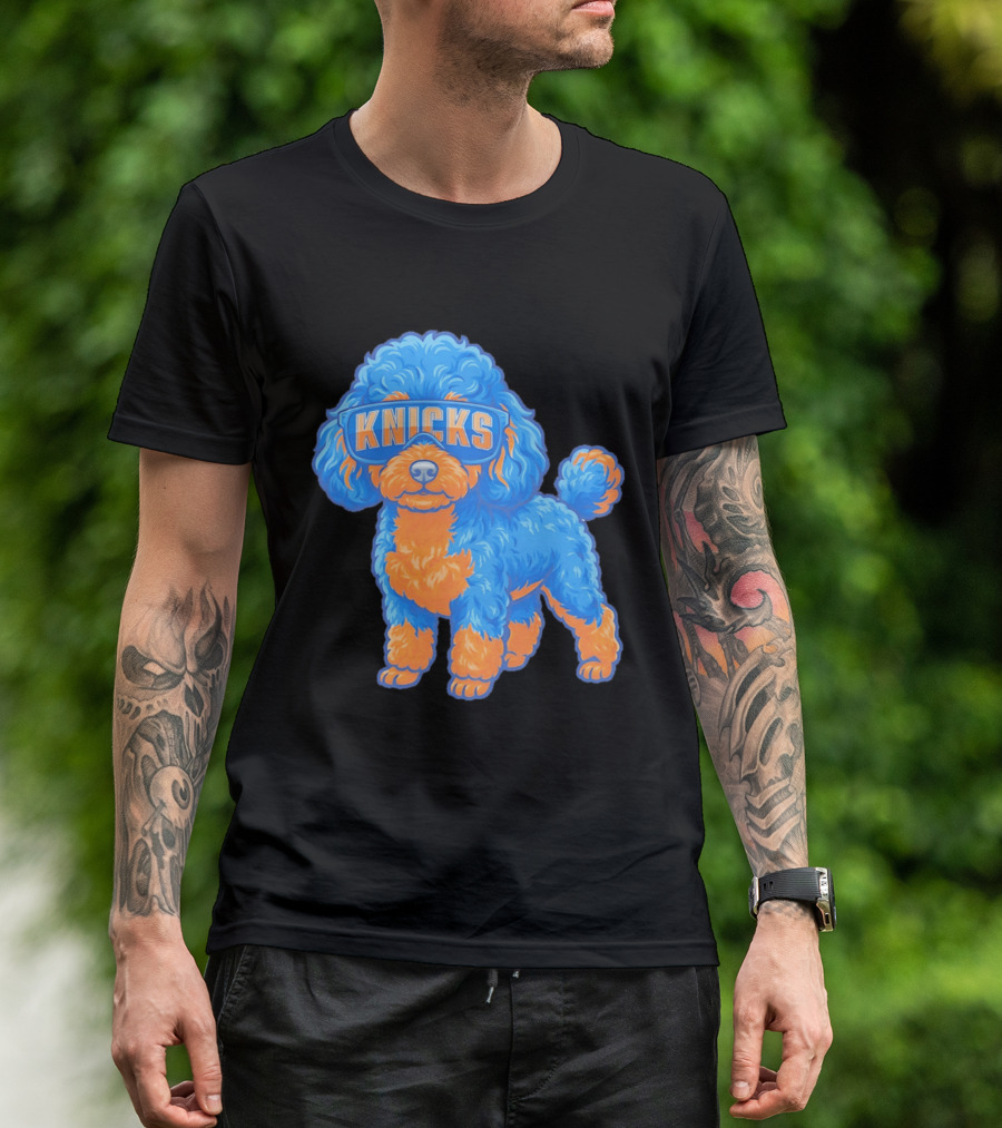 New York Knicks Teacup Poodle Cartoon Glasses T-Shirt