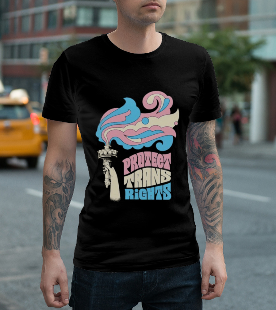 Protect Trans Rights Torch Symbol Bold Pride T-Shirt