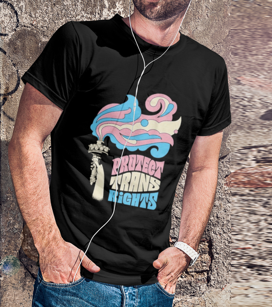 Protect Trans Rights Torch Symbol Bold Pride T-Shirt