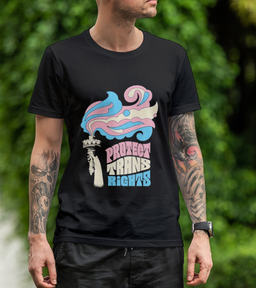 Protect Trans Rights Torch Symbol Bold Pride T-Shirt