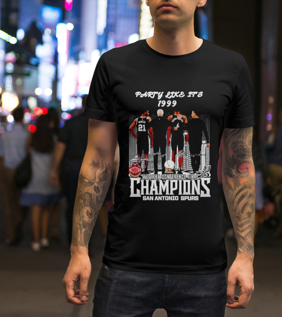 Party Like It's 1999 San Antonio Spurs Champions Tim Duncan Gregg Popovich Victor Wembanyama T-Shirt
