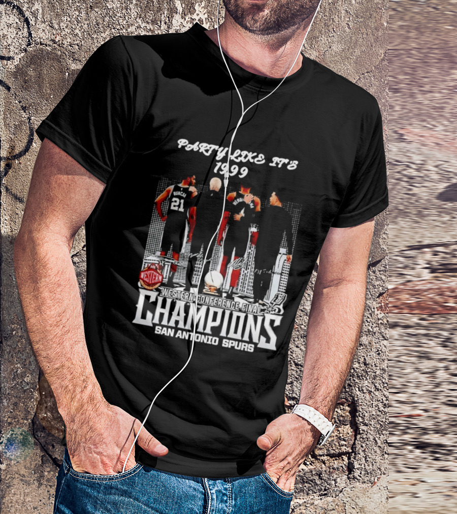 Party Like It's 1999 San Antonio Spurs Champions Tim Duncan Gregg Popovich Victor Wembanyama T-Shirt