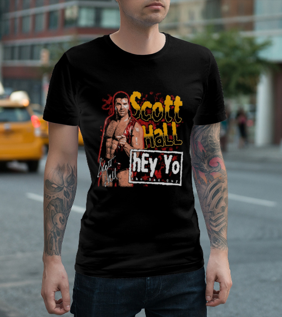 Scott Hall Hey Yo The Bad Guy Wrestling Legend WCW T-Shirt