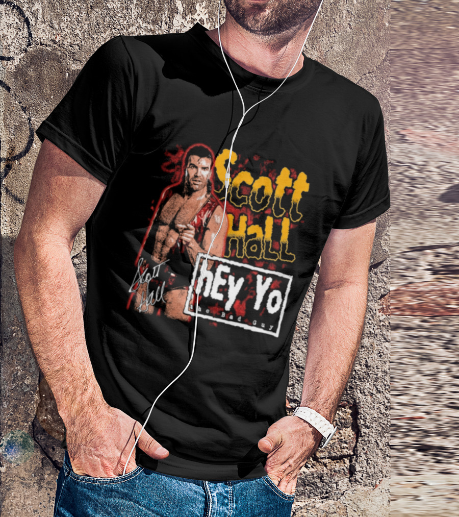 Scott Hall Hey Yo The Bad Guy Wrestling Legend WCW T-Shirt
