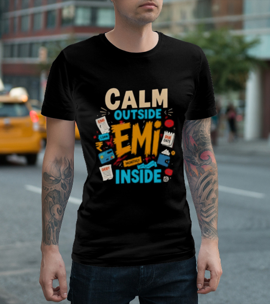 Calm Outside Anxiety Surrounding EMI Monthly Payments Inside T-Shirt