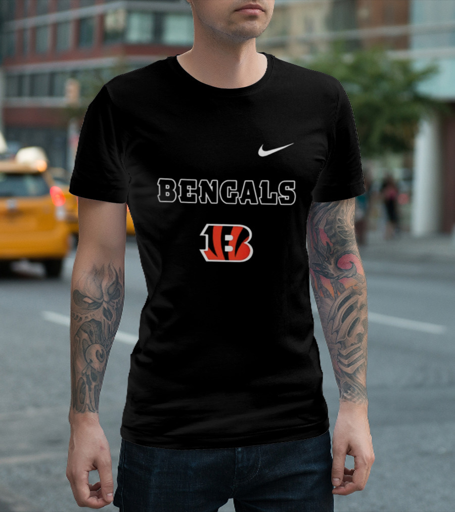 Bengals Skeleton Blue Colla American Proud Mechanic Cincinnati B Nike B T-Shirt