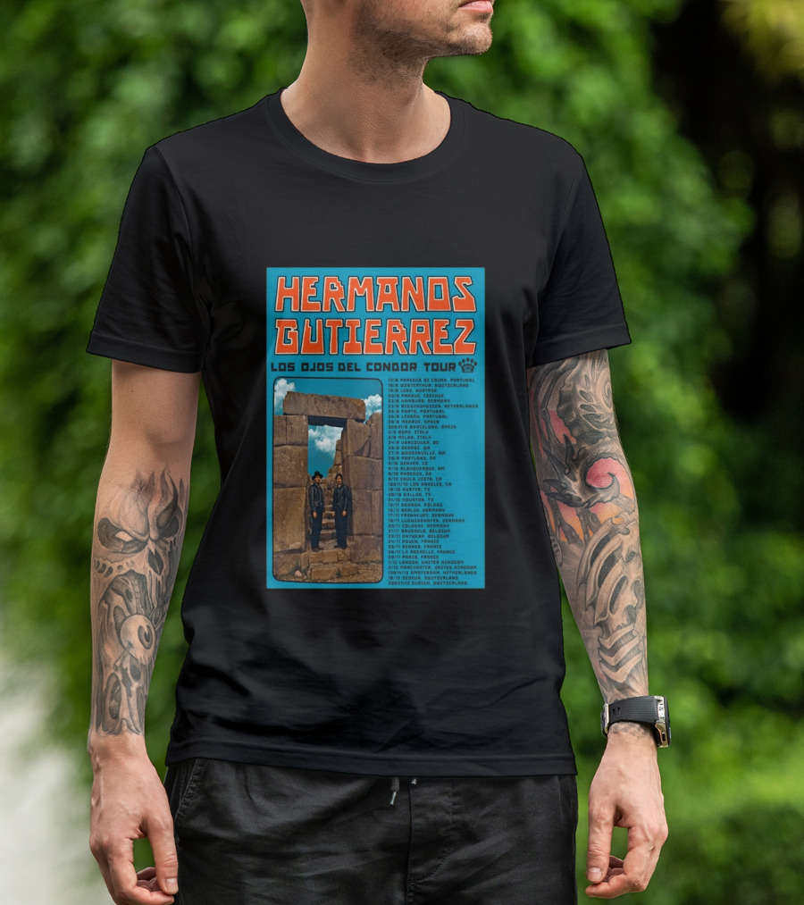 Hermanos Gutierrez Los Ojos Del Condor Tour 2026 Portugal Switzerland Germany Netherlands Spain USA Mexico Canada T-Shirt