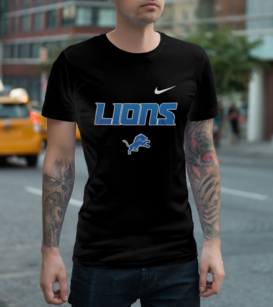 Detroit Lions Skeleton Blue Collar American Proud Mechanic Football Fan Gear T-Shirt