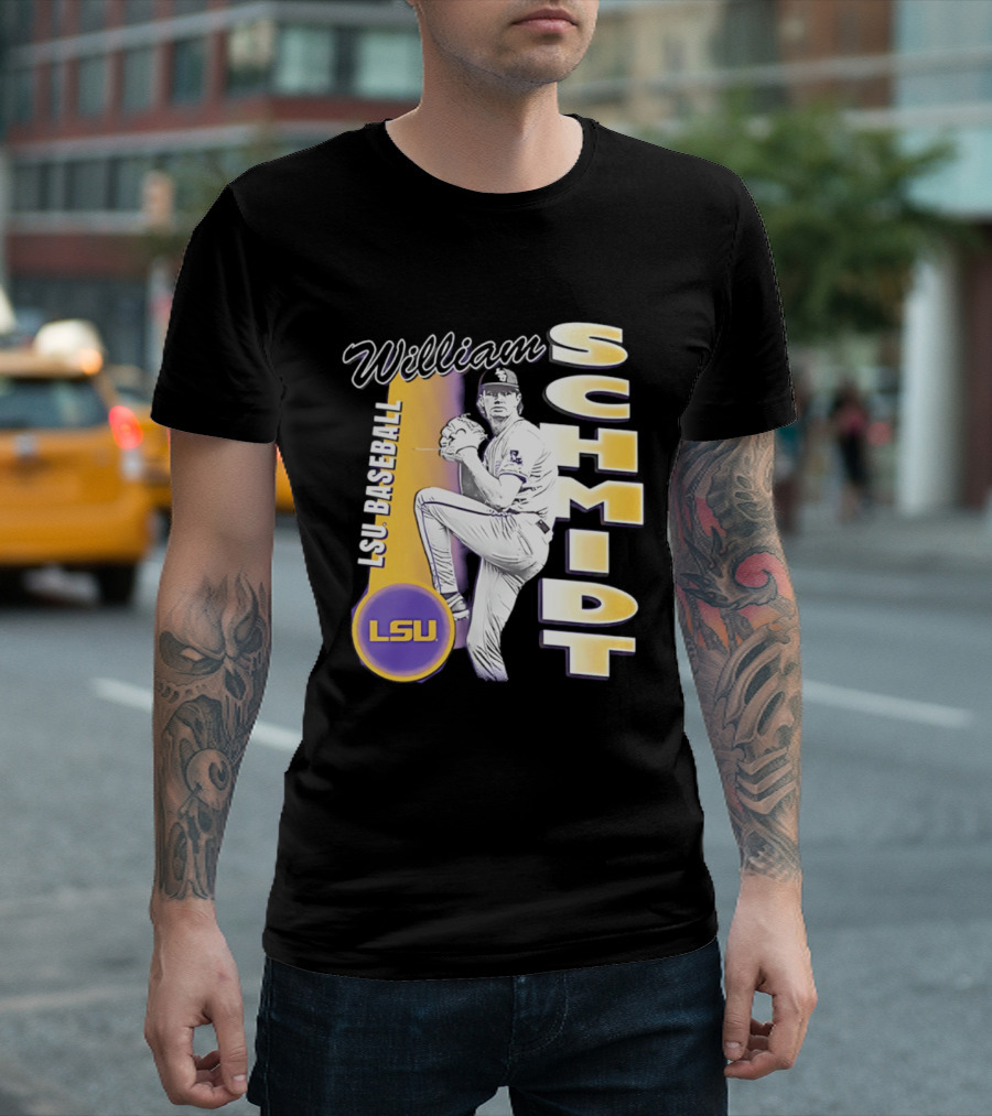 LSU Baseball William Schmidt Pitching Pose T-Shirt