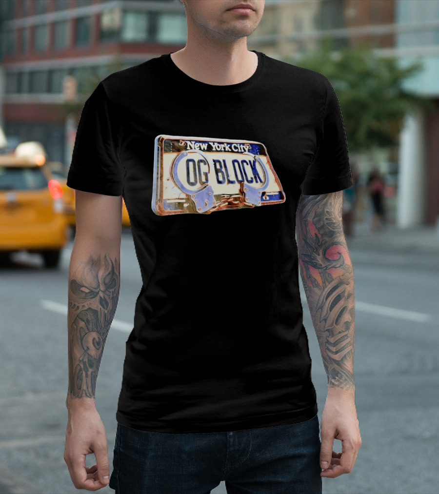 New York City OG Block License Plate Handcuffs T-Shirt