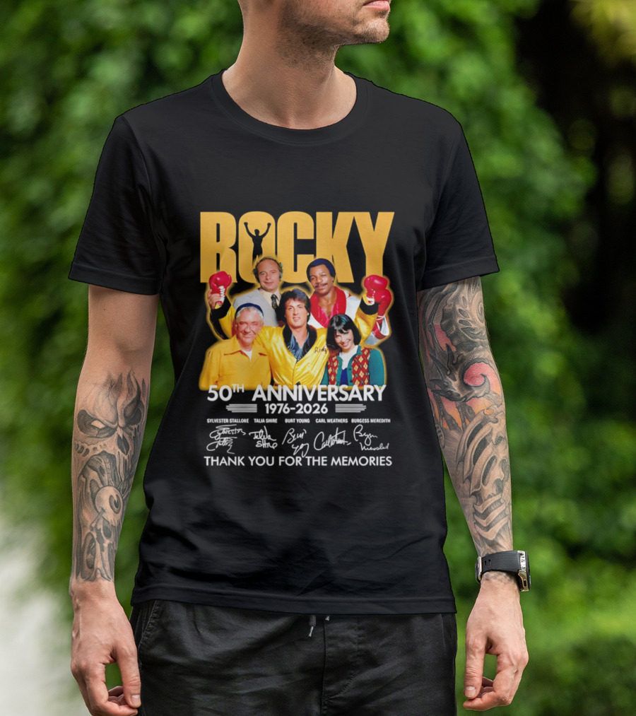Rocky 50th Anniversary 1976 2026 Thank You For The Memories Celebrating Iconic Movie Legends T-Shirt